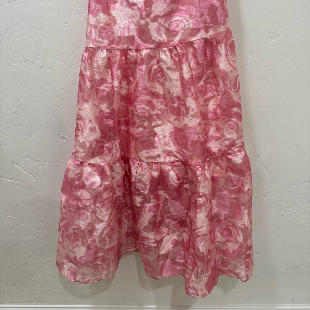 NWT Showpo. Lettie Midi Dress One Shoulder Tiered Blurred Rose Women's US 6 - Picture 9 of 15